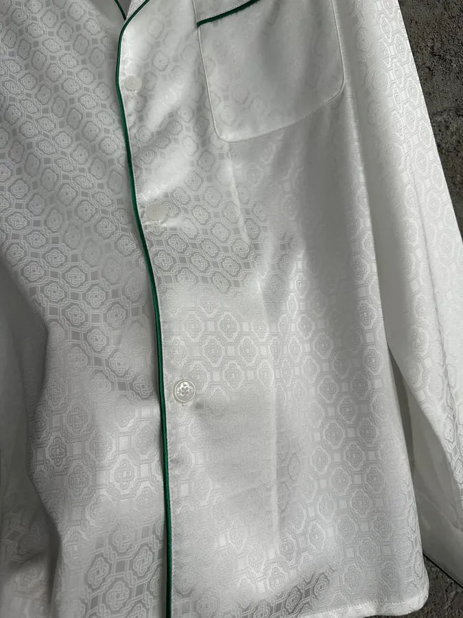 CASABLANCA 2024SS Green Trimmed Silk Print Long Sleeve Shirt