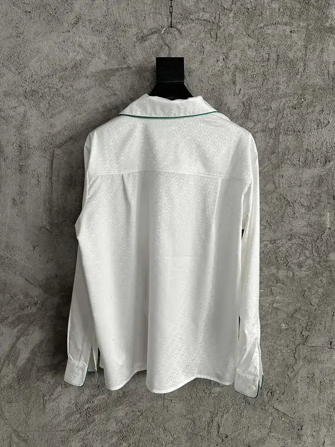 CASABLANCA 2024SS Green Trimmed Silk Print Long Sleeve Shirt