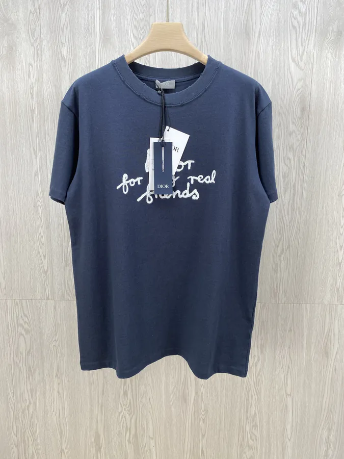 DR Friends Letter Embroidery Round Neck Short Sleeve T shirt