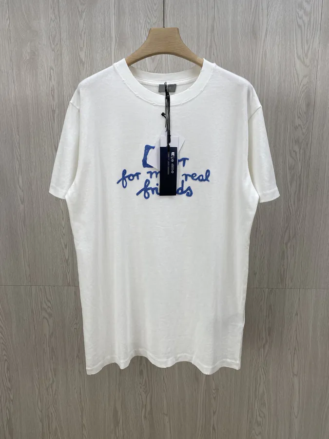 DR Friends Letter Embroidery Round Neck Short Sleeve T shirt