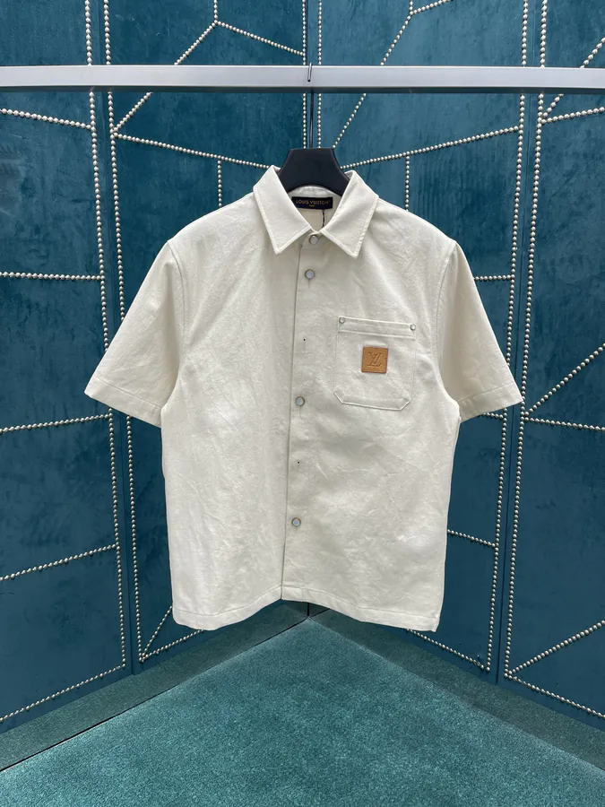 Marque L.Vuitton Déposée Denim Short Sleeve Shirt 25ss New Collection