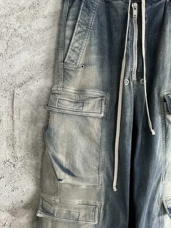 Rick Owens DEKSHDW 2023SS Blue Workwear Flare Pants