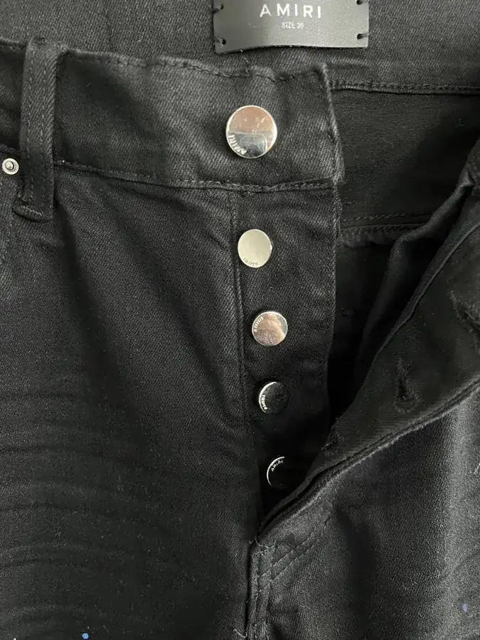 AMIRI 2023SS Drilled Distressed Jeans Pants with Custom Fit