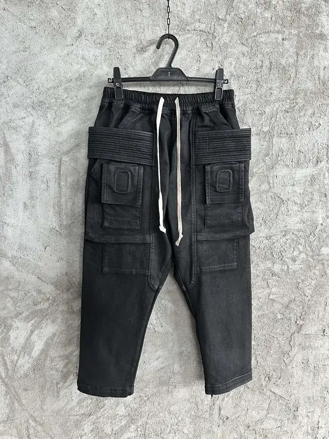 RICK OWENS DEKSHDW 2024SS Seven Quarter Pant with Custom Logo Tassel