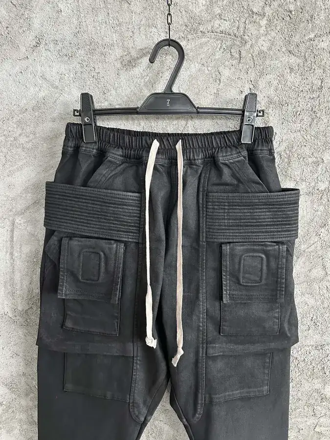 RICK OWENS DEKSHDW 2024SS Seven Quarter Pant with Custom Logo Tassel