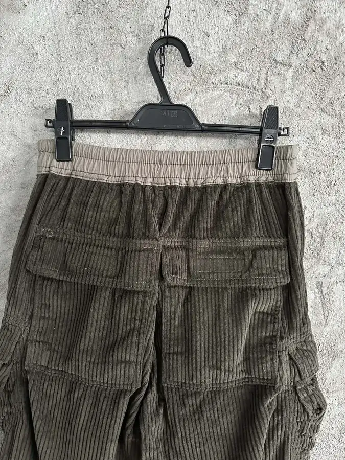 Rick Owens DEKSHDW Olive Green Corduroy Wide Leg Trousers
