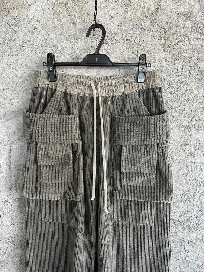 Rick Owens DEKSHDW Olive Green Twill Double Ring Wide Leg Trousers
