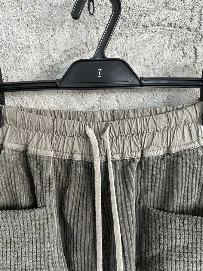 Rick Owens DEKSHDW Olive Green Twill Double Ring Wide Leg Trousers
