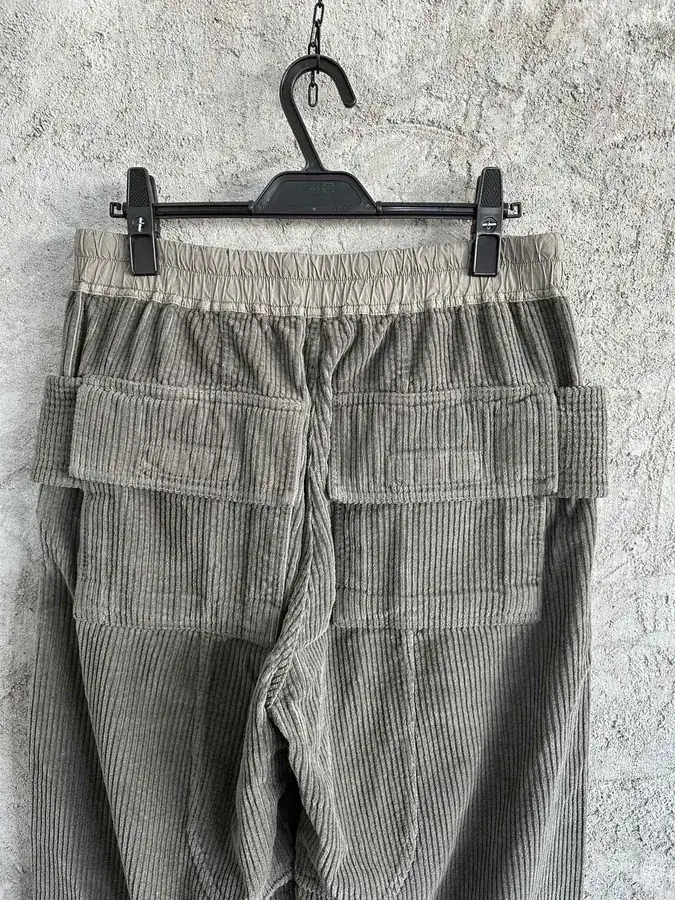 Rick Owens DEKSHDW Olive Green Twill Double Ring Wide Leg Trousers
