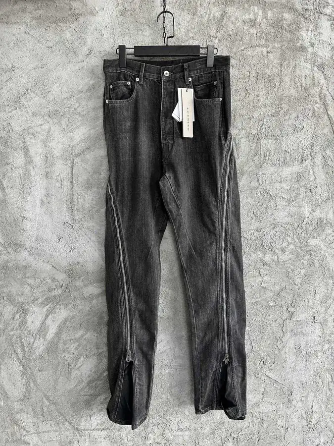 Rick Owens DEKSHDW 2023SS Black Zip Wide Leg Trousers