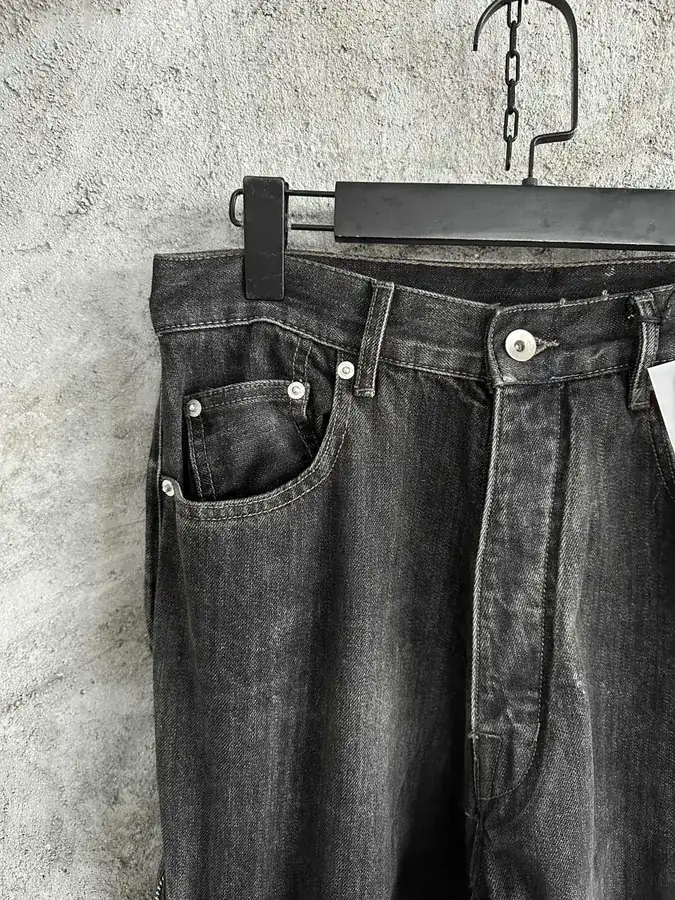 Rick Owens DEKSHDW 2023SS Black Zip Wide Leg Trousers