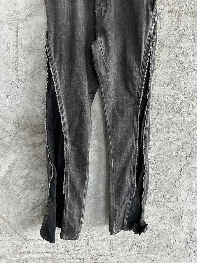 Rick Owens DEKSHDW 2023SS Black Zip Wide Leg Trousers