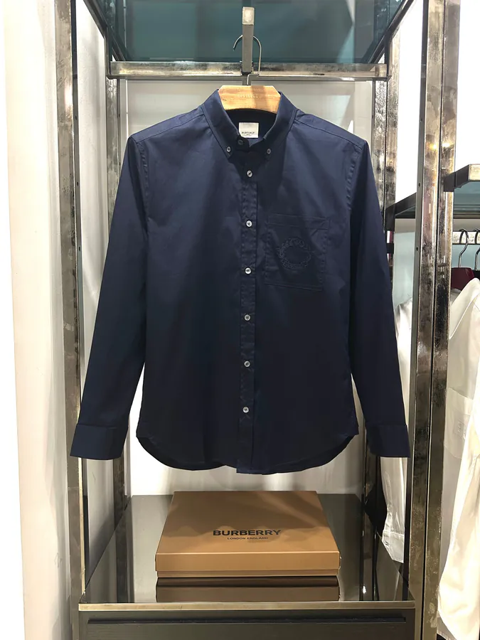 GBUR Men's Exclusive Logo Embroidery Stretch Poplin Breathable Fabric Casual Solid Shirt