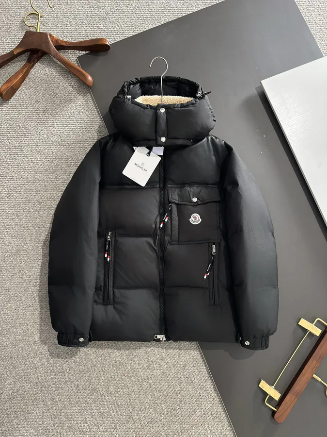 Braye Short Men's Jacket (Grained Lambskin & Lamb Wool Trimmed) with 90 Down Filling