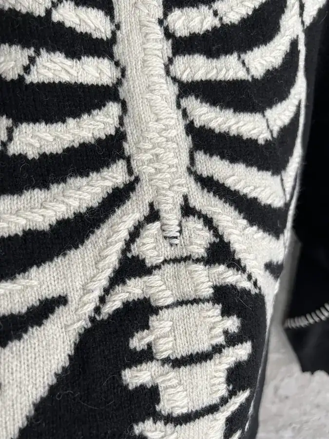 Saint Michael 2024SS Hand Embroidered Skeletal Pattern Frayed Detail Oversized Sweater