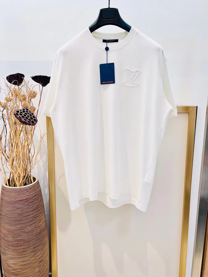 1V Louis 2025FW Cotton T Shirt with Embroidered Logo