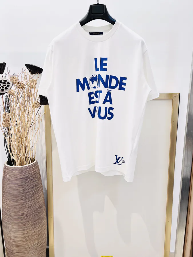 1V Louis 2025FW Spring Print Mirror Logo Cotton T Shirt