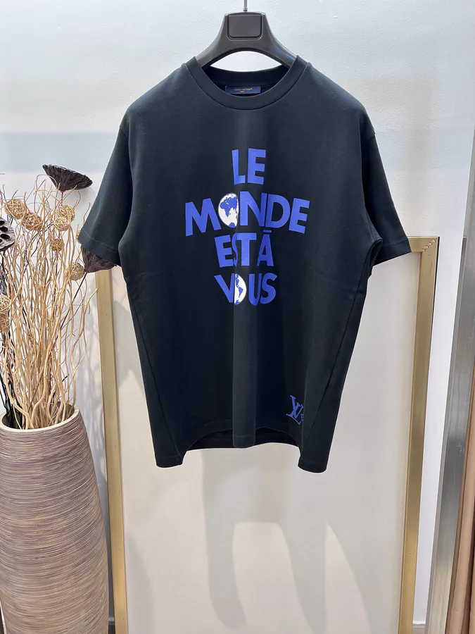 1V Louis 2025FW Spring Print Mirror Logo Cotton T Shirt