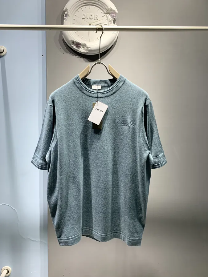 Di*r D Wool Blend Logo Embroidered T Shirt