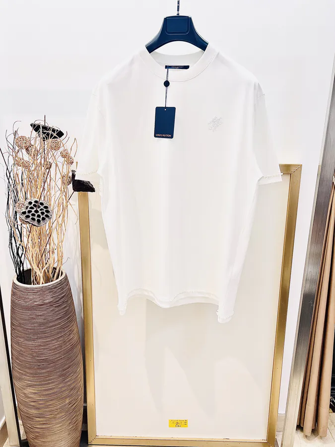 L Vuitton Pearl Embellished Cotton T Shirt