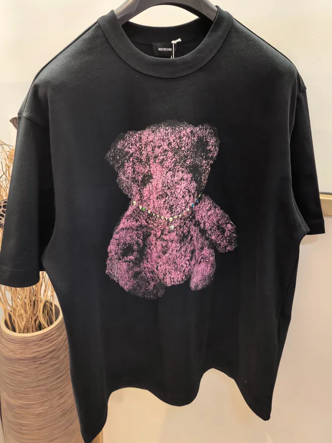 Welldone 2025 Spring Summer 3D Cartoon Bear Logo Letter T Shirt
