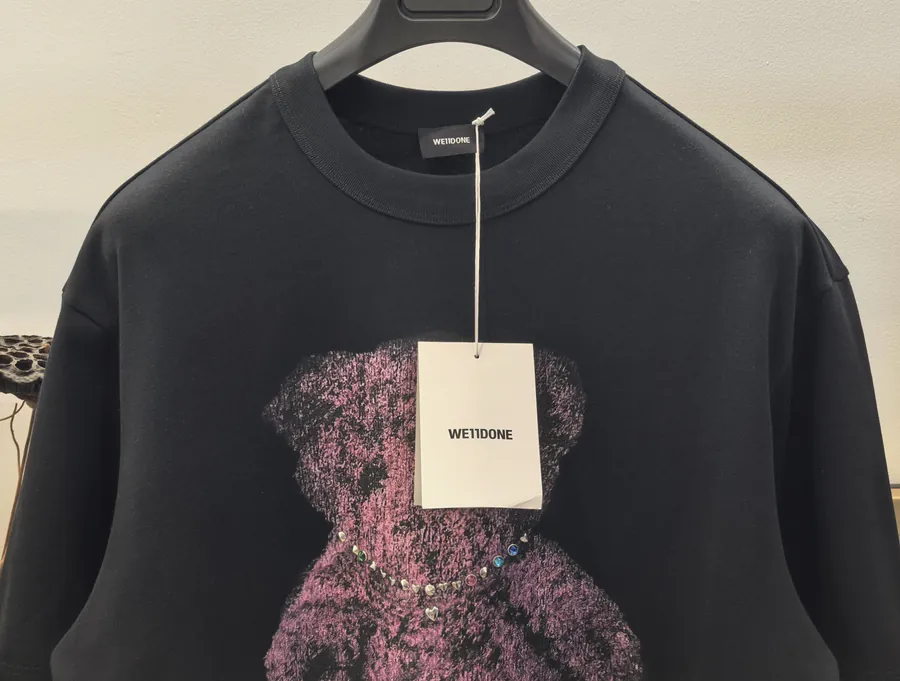 Welldone 2025 Spring Summer 3D Cartoon Bear Logo Letter T Shirt