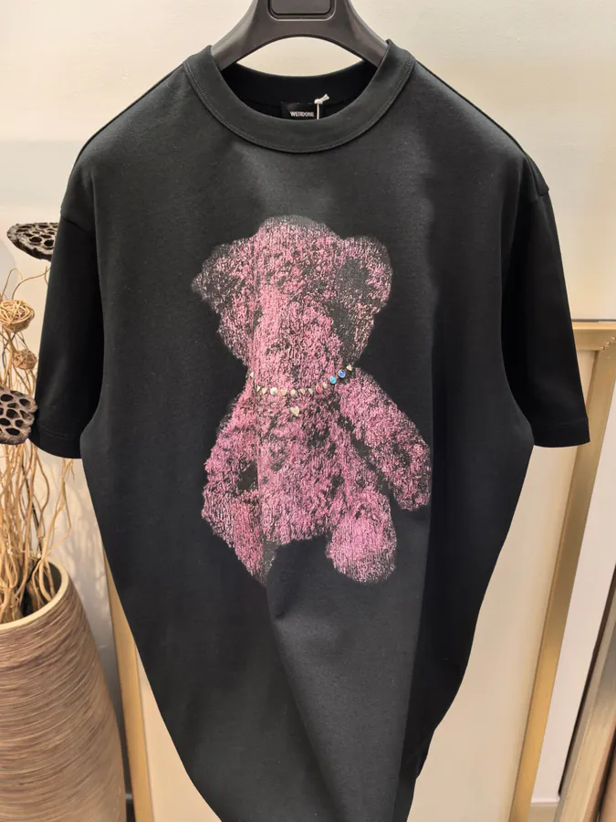 Welldone 2025 Spring Summer 3D Cartoon Bear Logo Letter T Shirt