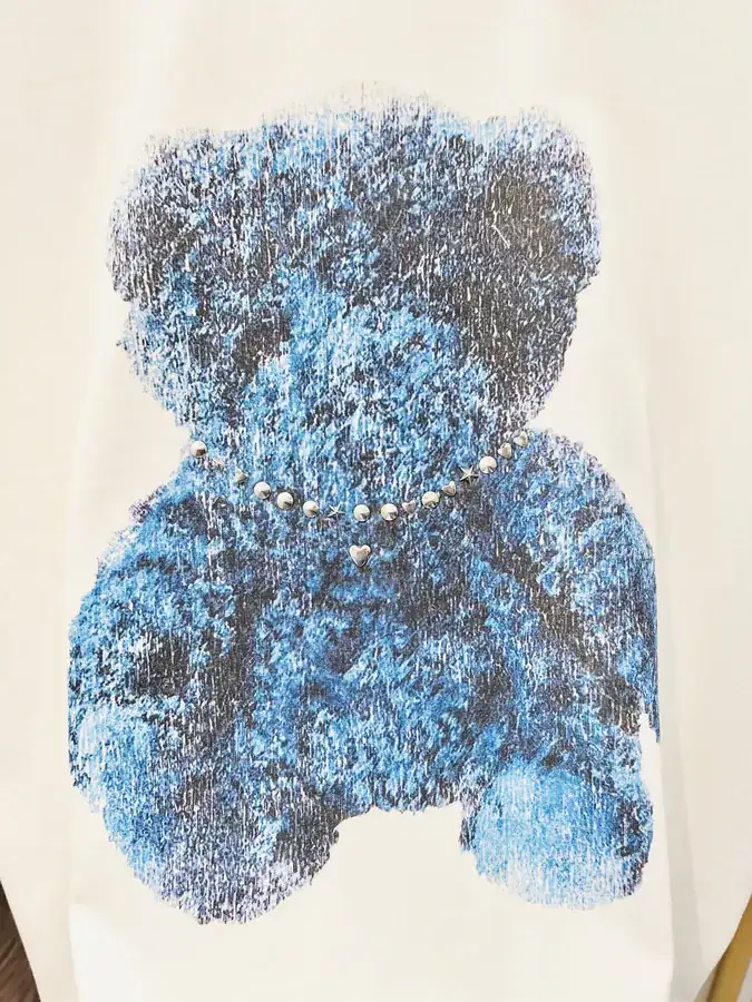 Welldone 2025 Spring Summer 3D Cartoon Bear Logo Letter T Shirt