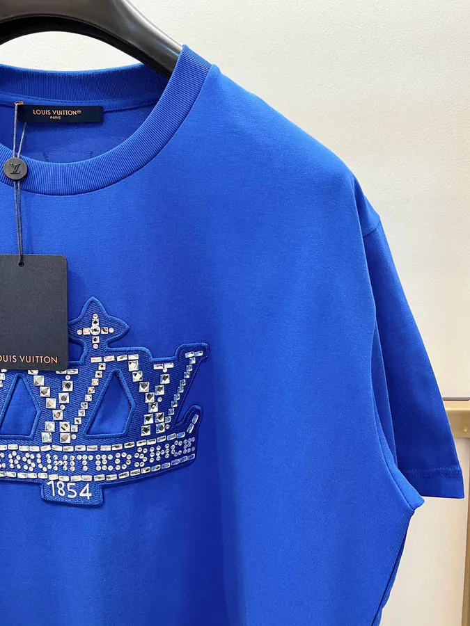 1V Louis 2025FW Cotton T Shirt with Brand Logo