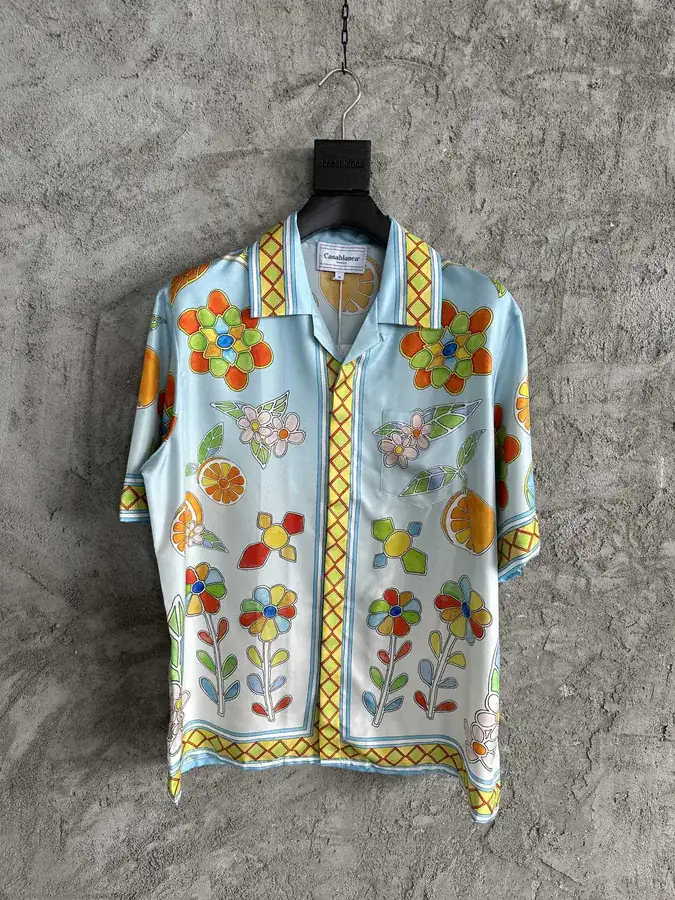 CASABLANCA 2024SS Sunflower Print Silk Short Sleeve Shirt