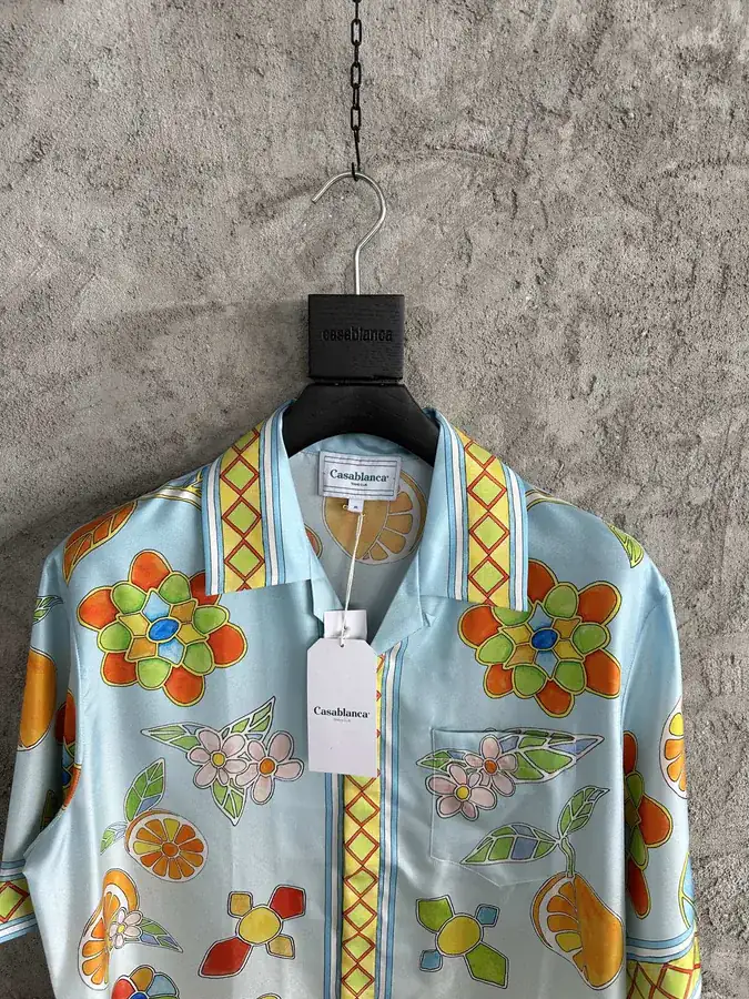 CASABLANCA 2024SS Sunflower Print Silk Short Sleeve Shirt