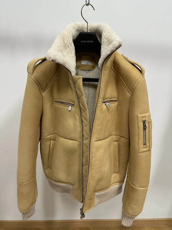 Brunello Cucinelli Vintage Leather and Fur Jacket