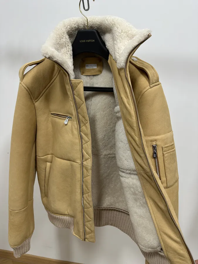 Brunello Cucinelli Vintage Leather and Fur Jacket