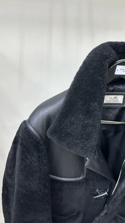 Hermes Men's New Autumn 2023 16W Black Grained Calfskin Jacket