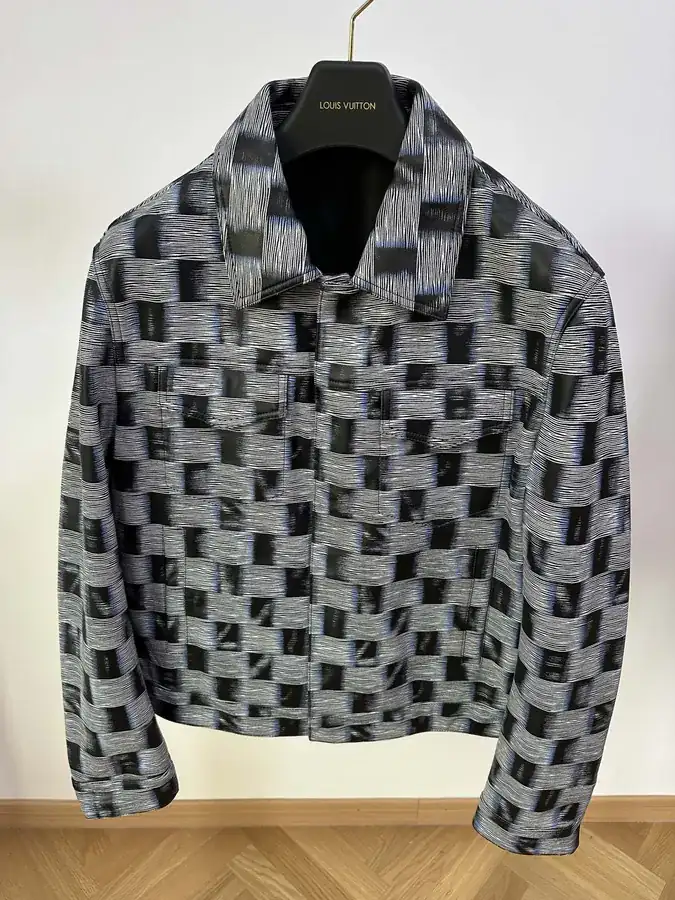 Lujia Autumn Winter New Collection Checkered Motorcycle Leather Jacket