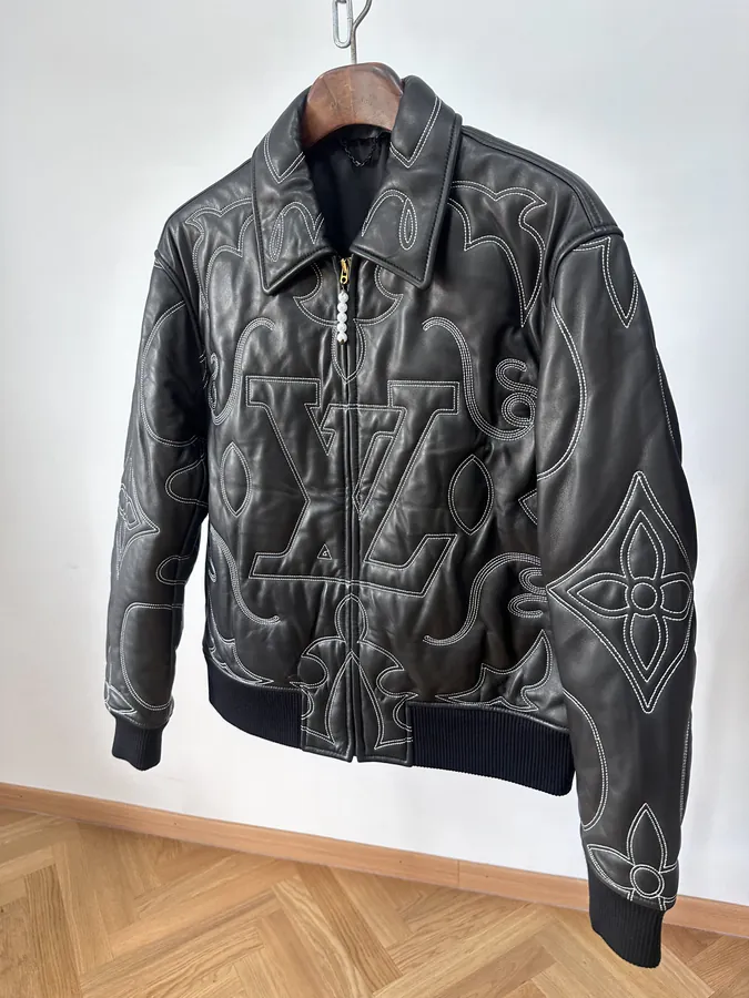YB Heavy Embroidery Coated Leather Jacket