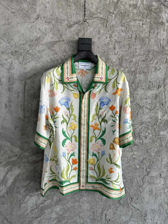 Casablanca 2023SS Floral Print Silk Short Sleeve Shirt