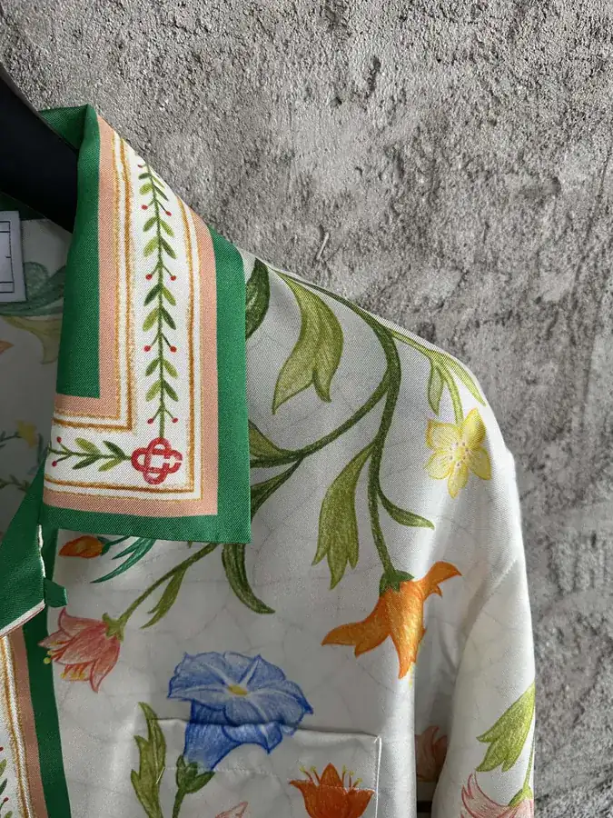 Casablanca 2023SS Floral Print Silk Short Sleeve Shirt