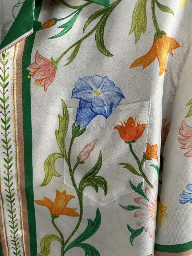 Casablanca 2023SS Floral Print Silk Short Sleeve Shirt