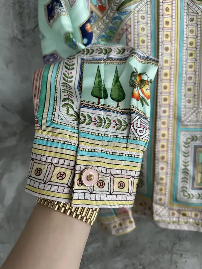 CASABLANCA 2024SS Square Print Silk Long Sleeve Shirt