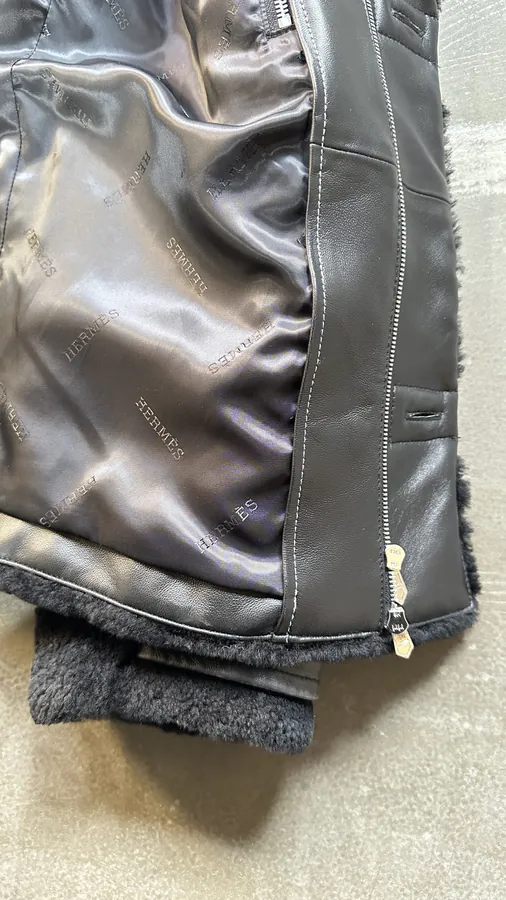 Hermes Men's 23 Autumn Winter 16W New Style Grained Calfskin Leather Jacket