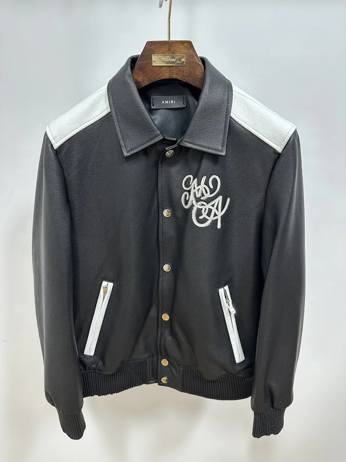 Amiri Baseball Jacket Classic Black and White