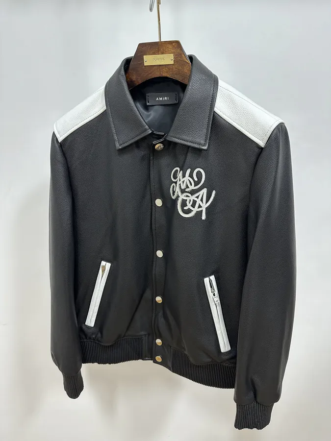 Amiri Baseball Jacket Classic Black and White