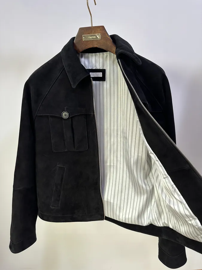 Brunello Cucinelli Men's Short Jacket with Vintage Touch