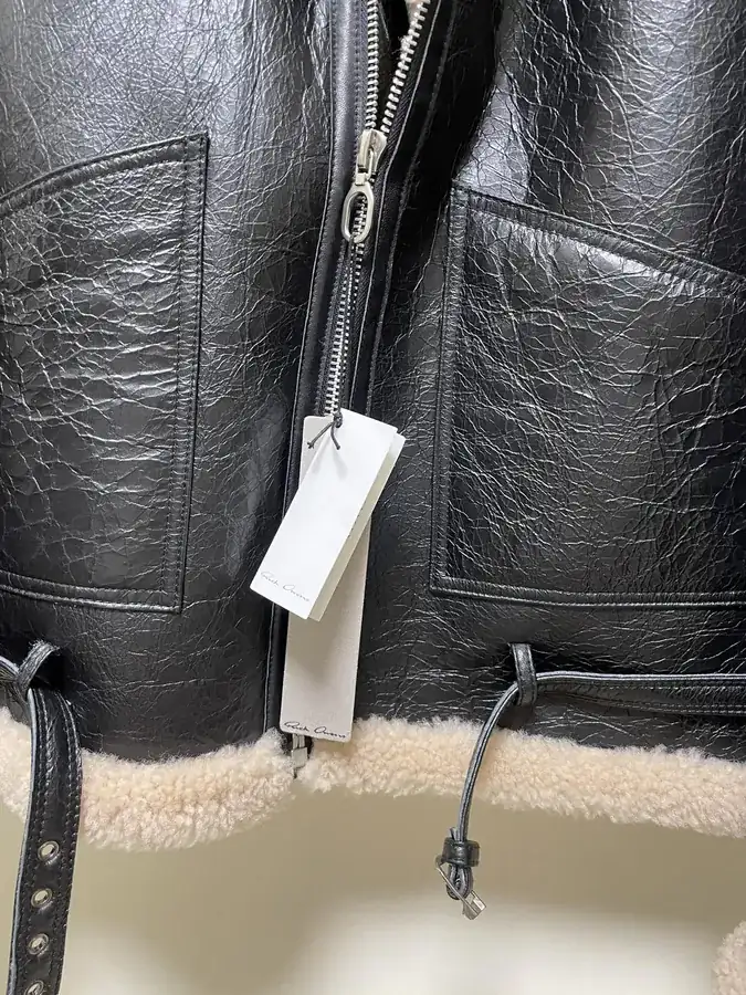Rick Owens Fur Trimmed Leather Jacket