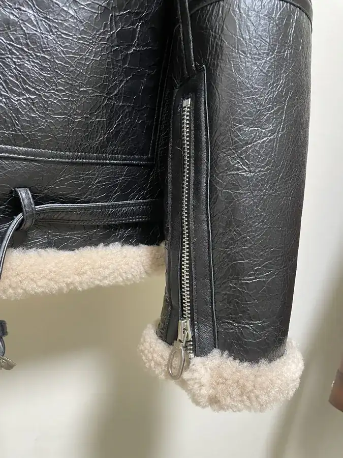 Rick Owens Fur Trimmed Leather Jacket