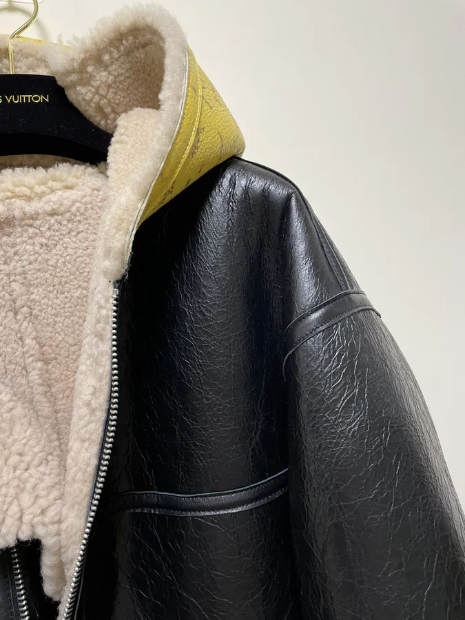 Rick Owens Fur Trimmed Leather Jacket