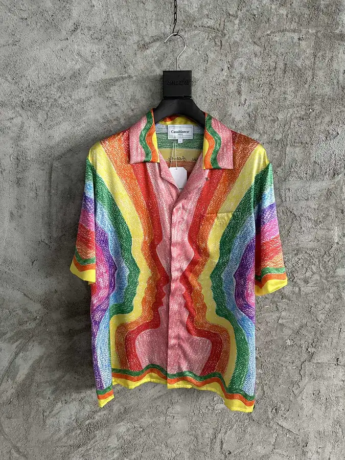 CASABLANCA 2023SS Rainbow Pattern Silk Short Sleeve Shirt