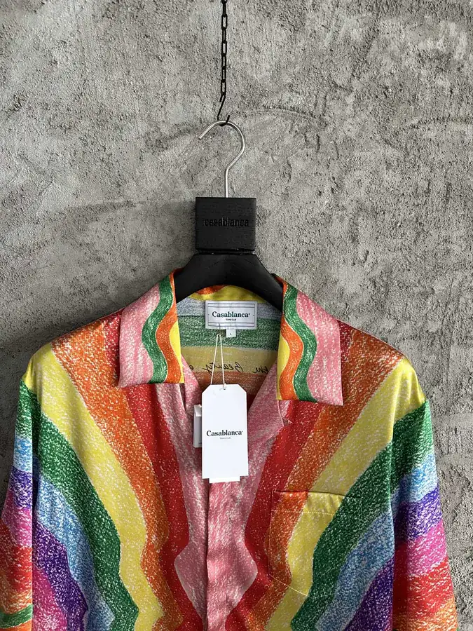 CASABLANCA 2023SS Rainbow Pattern Silk Short Sleeve Shirt