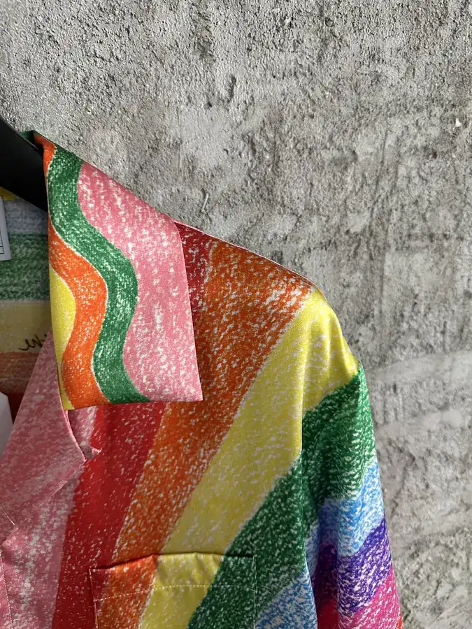 CASABLANCA 2023SS Rainbow Pattern Silk Short Sleeve Shirt